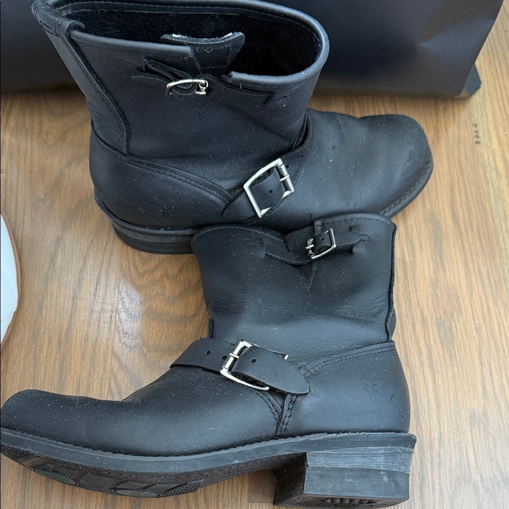 Frye Black Leather Ankle Boots